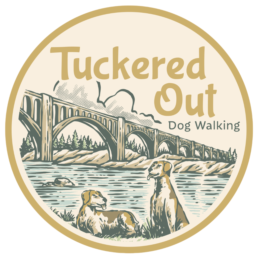 Tuckered Out Dog Walking Logo